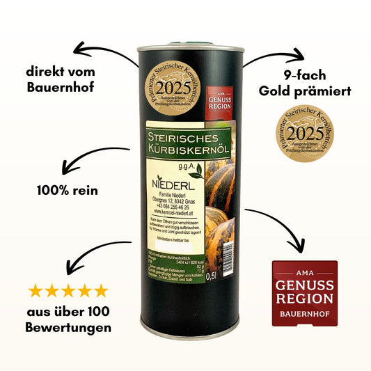 Steirisches Kürbiskernöl Dose 500 ml