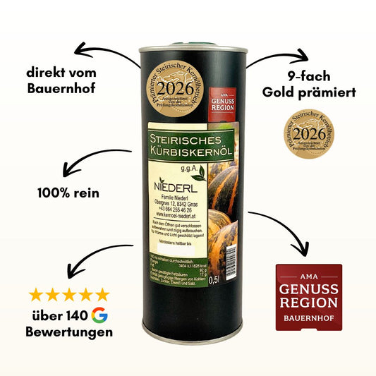 Steirisches Kürbiskernöl Dose 500 ml